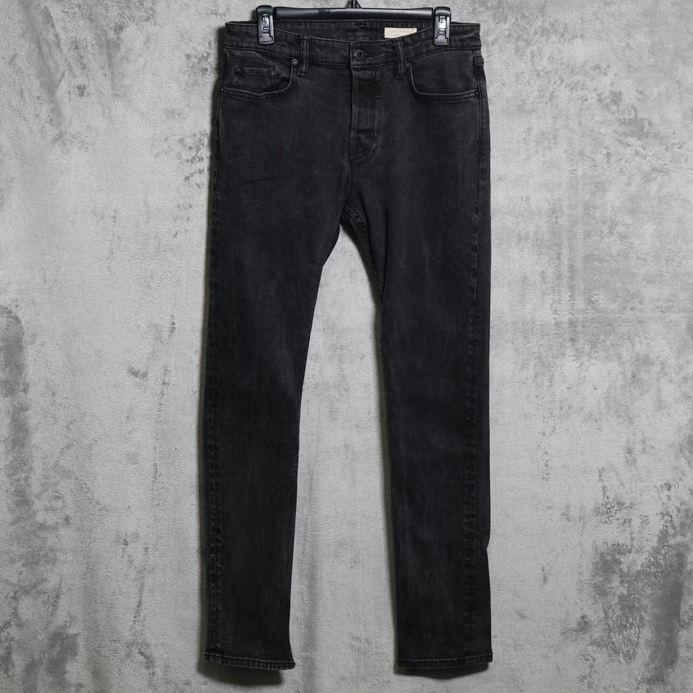 AllSaints Jeans Mens 31x31 Black Cigarette Skinny Charcoal Stretch Streetwear